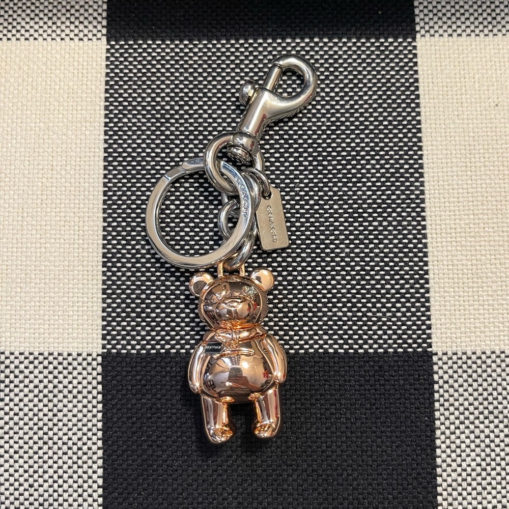 Coach rose gold bear bag charm/ keychain